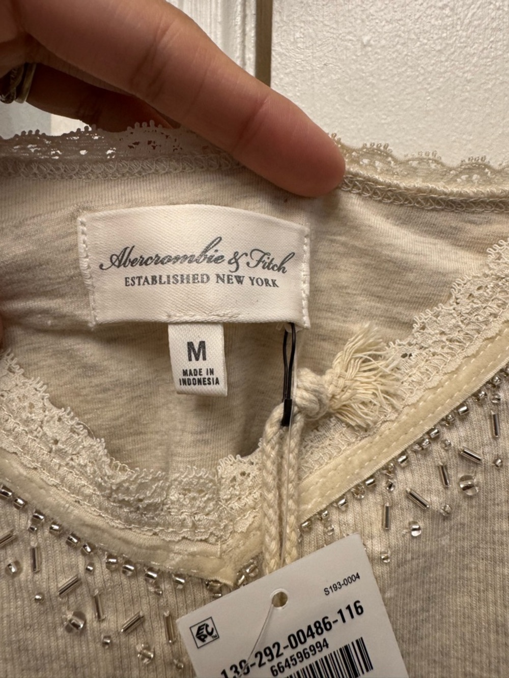 A&F Archive Embellished Rib Cami - Heather Oatmeal - Picture 8 of 12